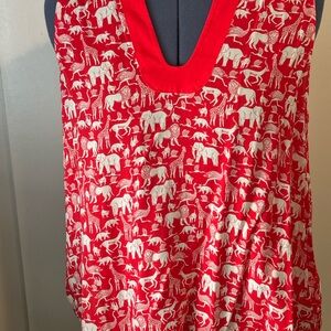 Anthropology Maeve Bright Coral/Red Animal Print Women's Top